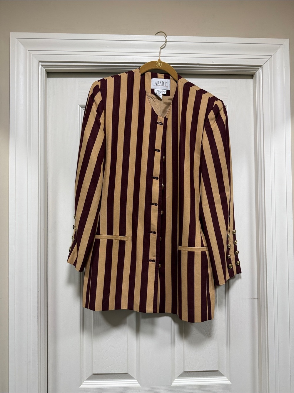 Apart Impressions Burgundy and Tan Striped Blazer